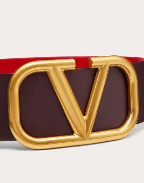 Valentino Garavani - Reversible Vlogo Signature Belt In Glossy Calfskin 70 Mm - Rubin/pure Red - Woman - Woman Bags & Accessories Sale