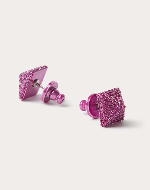 Valentino Garavani - Rockstud Metal And Crystal Earrings - Pink Pp - Woman - Accessories