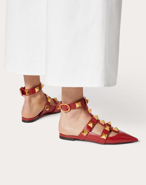 roman stud calfskin ballet