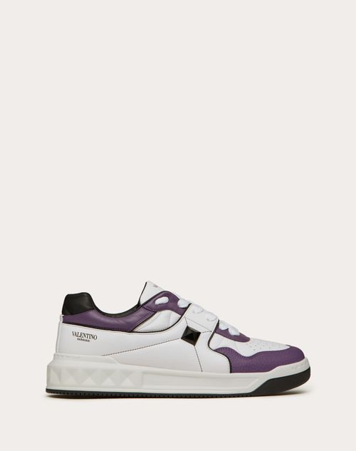 Valentino Garavani - One Stud Low-top Nappa Sneaker - White/purple/black - Man - Low-top Sneakers