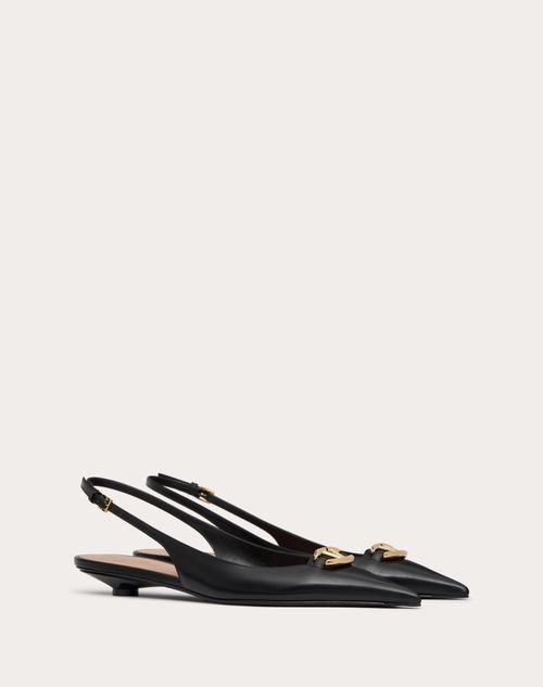 Valentino Garavani - The Bold Edition Vlogo Calfskin Slingback Ballerinas 20mm - Black - Woman - Ballerinas