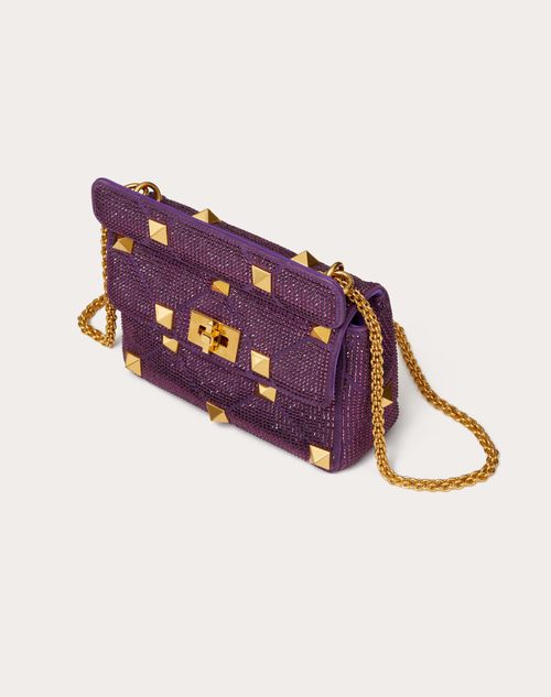 Medium Roman Stud Bag with Chain and Rhinestones