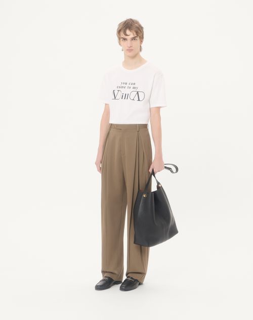 Valentino - Valentino Cotton Jersey T-shirt With You Can Come To My Villa Print - White/ Black - Man - T-shirts And Sweatshirts