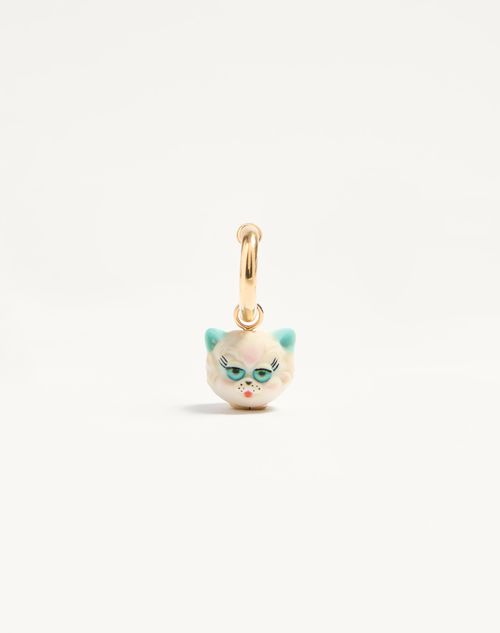 Valentino Garavani - Valentino Garavani Le Chat De La Maison Nylon And Metal Mono Earring - Gold/multicolor - Man - Jewelry