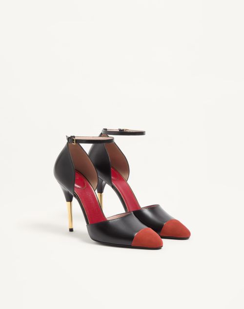 Valentino Garavani - D'orsay Sinead Pumps In Goatskin And Suede 105mm - Black/rust - Woman - Pumps And Slingbacks