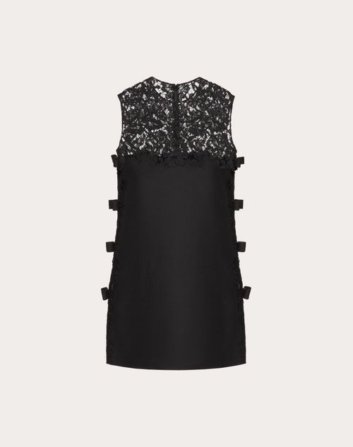 misundelse Korrespondance Margaret Mitchell Heavy Lace - Crepe Couture Short Dress for Woman in Black | Valentino SA
