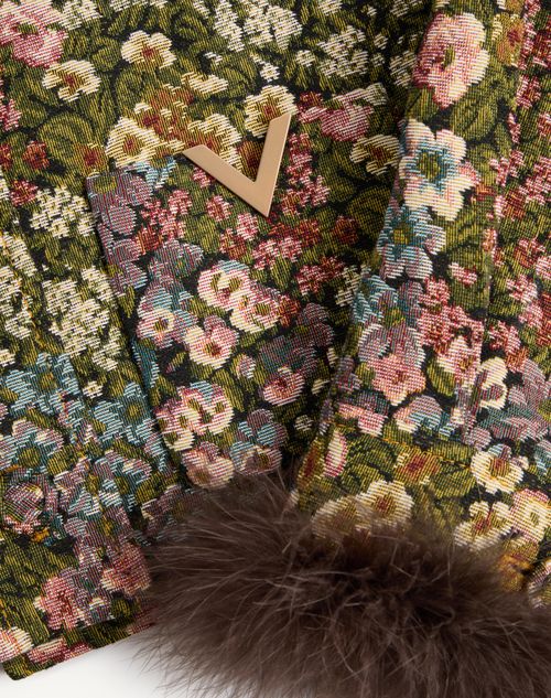 Valentino - Caban In Gobelin Apres L’hiver Fiorellini - Black/multicolor - Woman - Jackets And Blazers