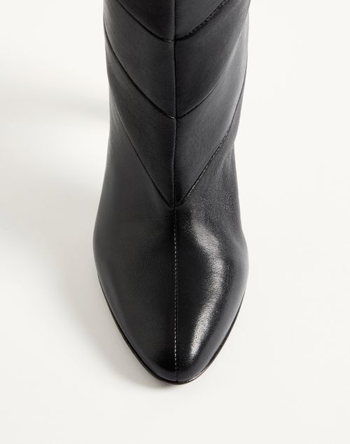 Valentino Garavani - Rayons Nappa Boot With Chevron Pattern 100mm - Black - Woman - Boots And Ankle Boots