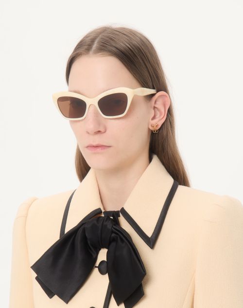 Valentino - Cat-eye Acetate Eyewear - Ivory/brown - Woman - Eyewear