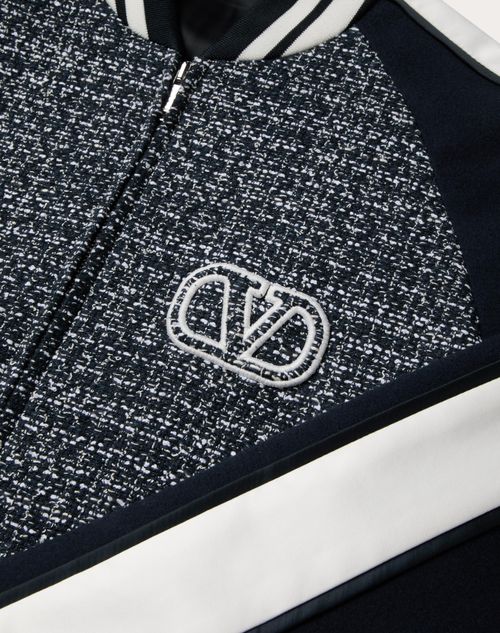 Cotton And Viscose Tweed Bomber Jacket With Vlogo Signature Cotton And Viscose Tweed Bomber Jacket With Vlogo Signature