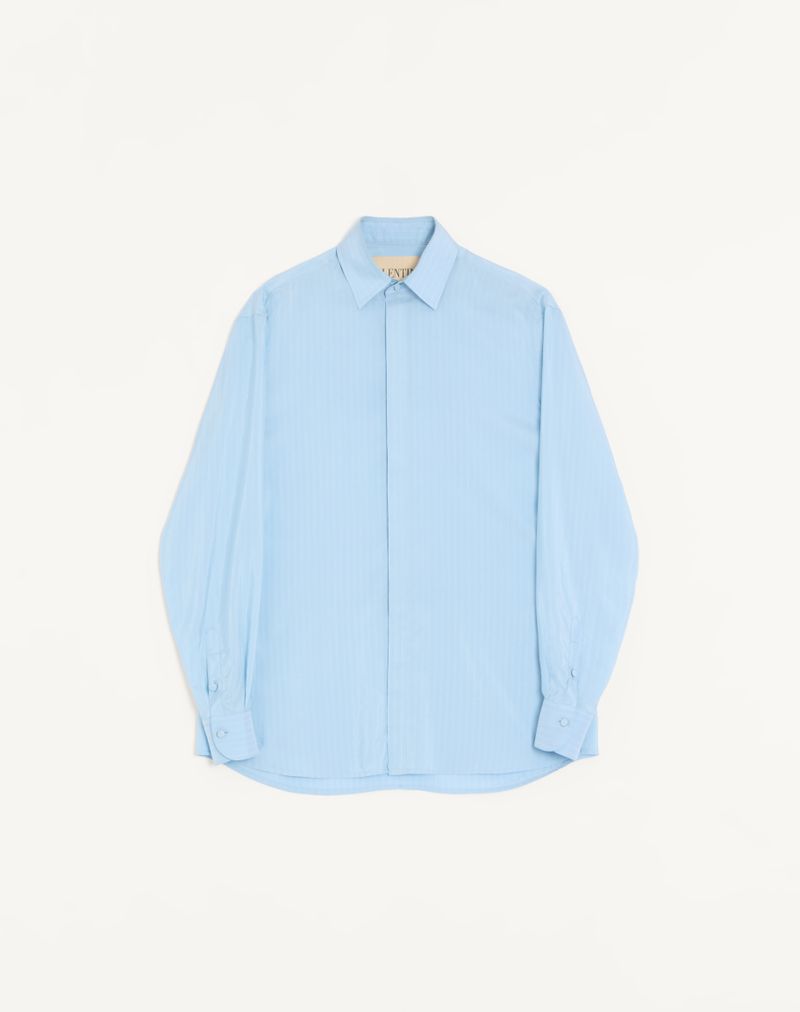 Chemise Soie Rayée Bleu Azur — Valentino