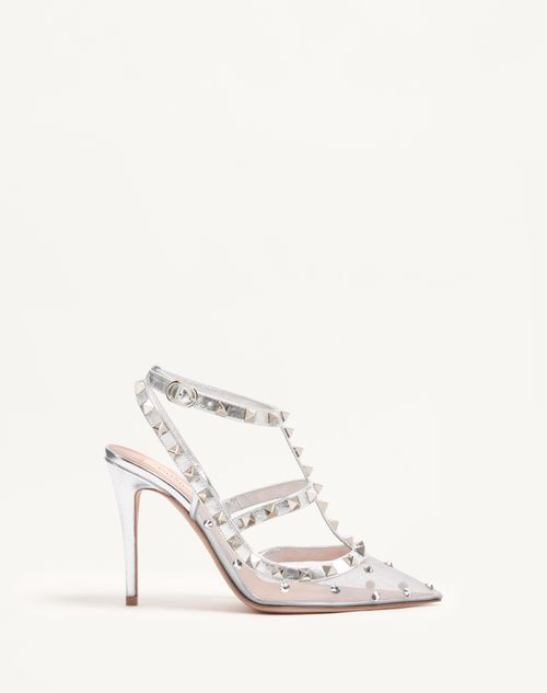 Valentino Garavani - ロックスタッズ クリスタルアップリケ メッシュ ストラップパンプス 100mm - シルバー - ウィメンズ - ウィメンズ シューズ セール