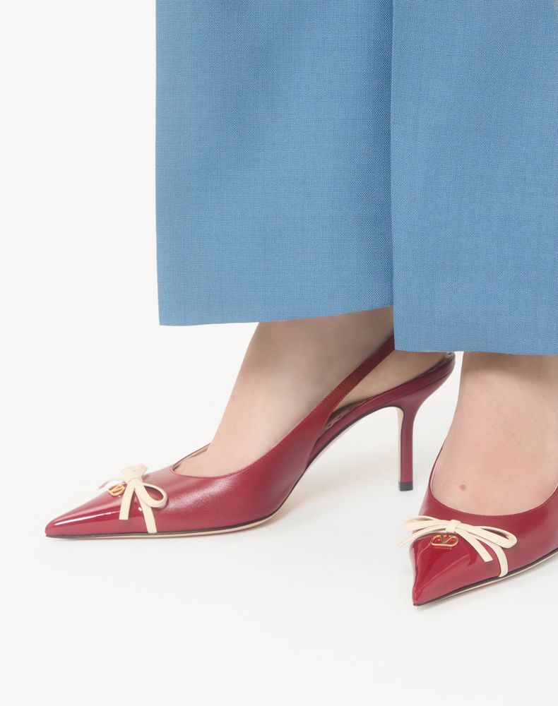 Valentino Garavani Bepointy Slingback Pump In Patent Leather And Kidskin 80Mm Woman Red/Ivory 38.5