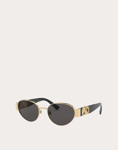 Valentino - Vlogo Signature Oval Metal Frame - Gold/smoke Gray - Eyewear