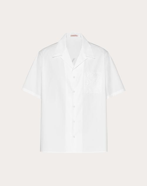 Valentino - Shirt With Macramé Pocket And Valentino Print - White/ Black - Man - Man Ready To Wear Sale