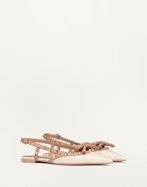 Valentino Garavani - Rockstud Bow Slingback Ballerinas In Patent Leather - Woman - Ballerinas