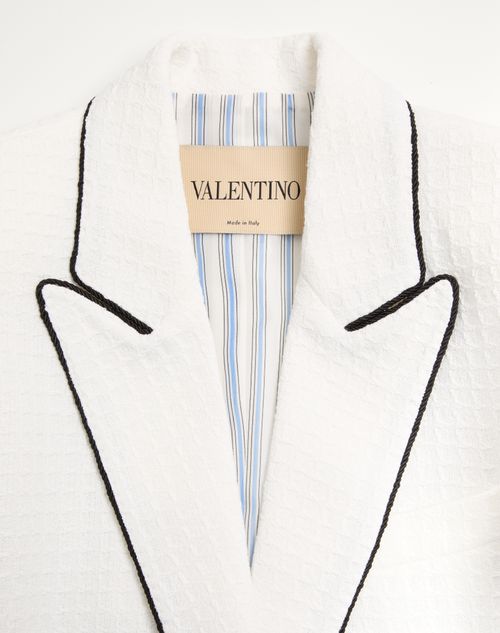 Valentino - Canestrello Cotton Tweed Jacket - Latte/black - Woman - Jackets And Blazers