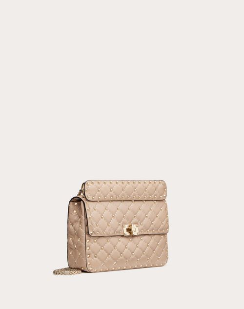 Valentino Beige Quilted Nappa Leather Rockstud Spike Small Shoulder Bag