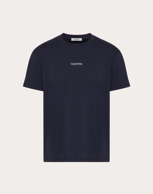 Valentino - T-shirt With Valentino Print - Dark Blue - Man - T-shirts And Sweatshirts