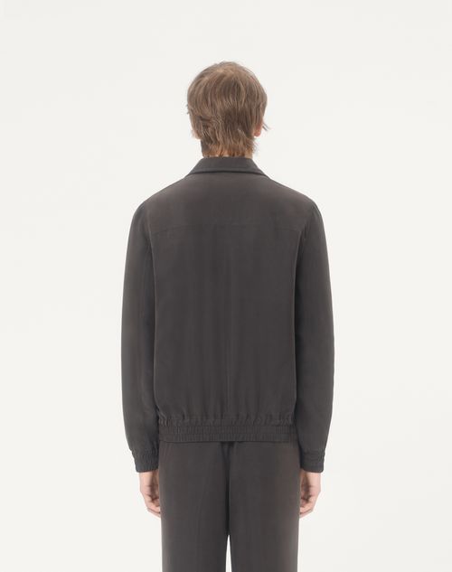 Valentino - Valentino Washed Silk Jacket With Metallic V Detail - Black - Man - Outerwear