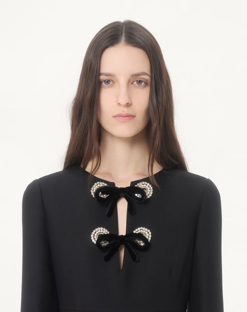 Valentino - Abito Midi In Crepe Couture - Nero/silver - Donna - Promozioni Private Abbigliamento Donna