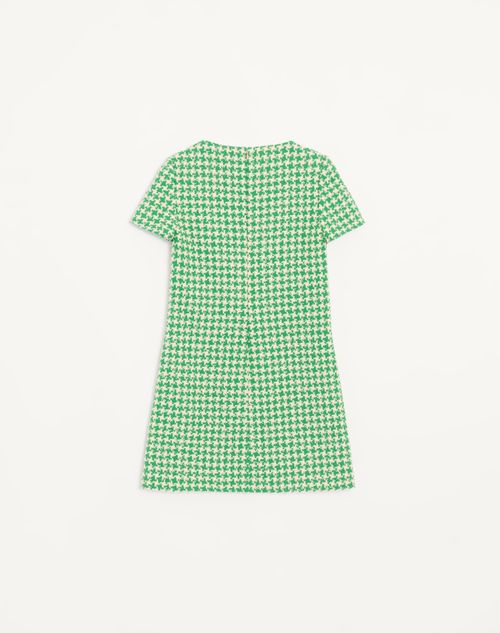Valentino - Short Houndstooth Tweed Dress - Green/birch - Woman - Woman Sale
