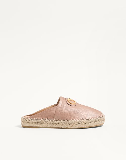 Valentino Garavani - Vlogo Signature Mule In Grainy Calfskin 25mm - Rose Cannelle - Woman - Espadrilles And Wedges