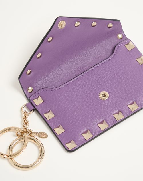 Valentino Garavani - Valentino Garavani Rockstud Charm In Grainy Calfskin - Lilac - Woman - Wallets And Small Leather Goods