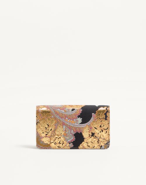 Valentino Garavani - Vlogo Signature Mini Shoulder Bag In Jacquard Fabric With Apres L'hiver Pattern. - Multicolour/deep Caramel - Woman - Clutches