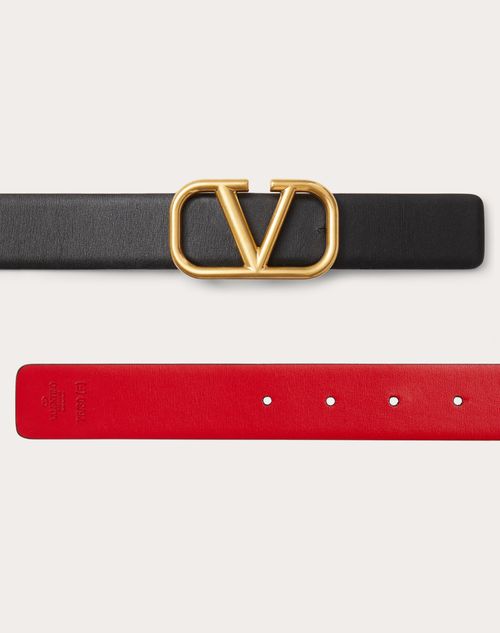 Reversible Vlogo Signature Belt In Glossy Calfskin 30 Mm for Reversible Vlogo Signature Belt In Glossy Calfskin 30 Mm for