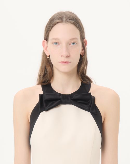 Valentino - Abito Corto In Crepe Couture - Vaniglia/nero - Donna - Abiti