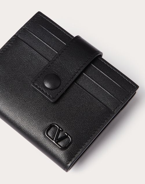 Valentino Garavani - Mini Vlogo Signature Calfskin Cardholder - Black - Man - Wallets & Cardcases - M Accessories