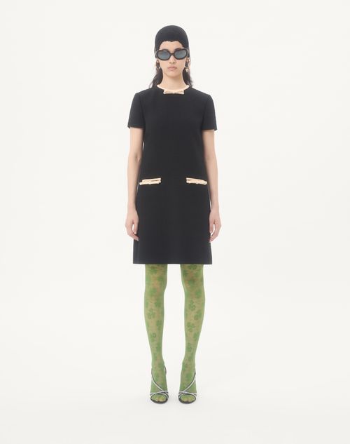 Valentino - Abito Corto In Plain Wool Tweed - Nero/rosso/verde - Donna - Promozioni Private Abbigliamento Donna