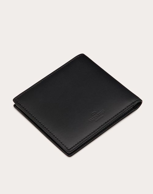 Valentino Garavani Vltn Leather Bifold Wallet in Nero