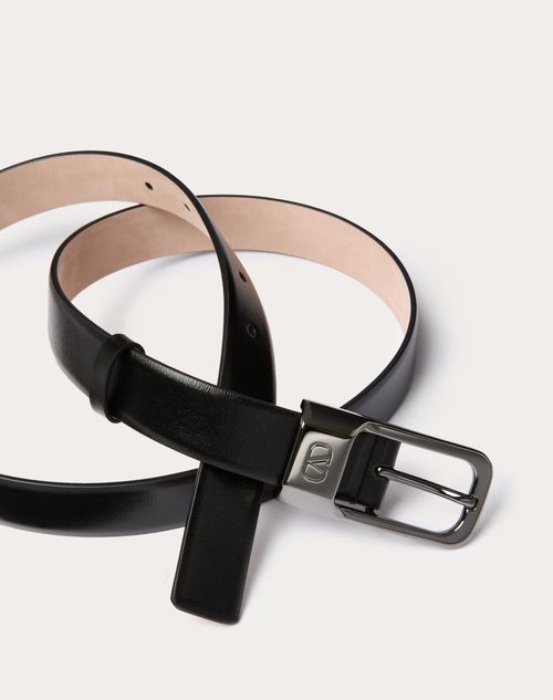 Valentino Garavani - Mini Vlogo Signature Calfskin Leather Belt 25 Mm - Black - Man - Belts