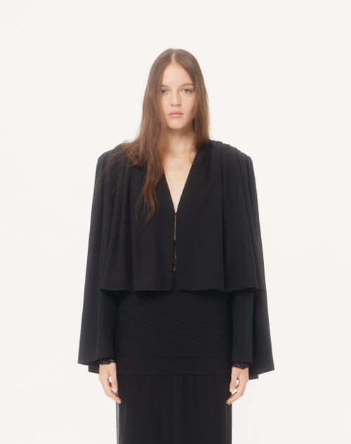 Valentino - Satin Sablé Jacket With Gathered Detail - Black - Woman - Jackets And Blazers