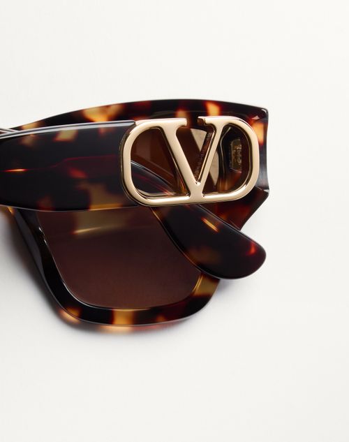 Valentino - Rectangular Acetate Eyewear - Havana/brown - Woman - Eyewear
