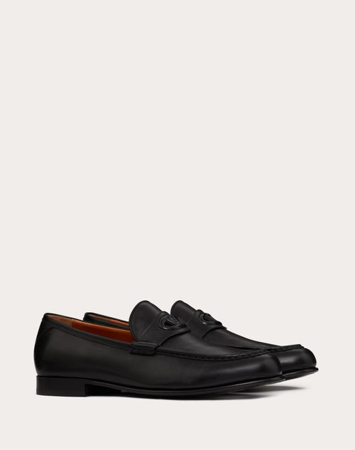 Valentino Garavani - Vlogo The Bold Edition Calfskin Leather Loafer - Black - Man - Fashion Formal - M Shoes