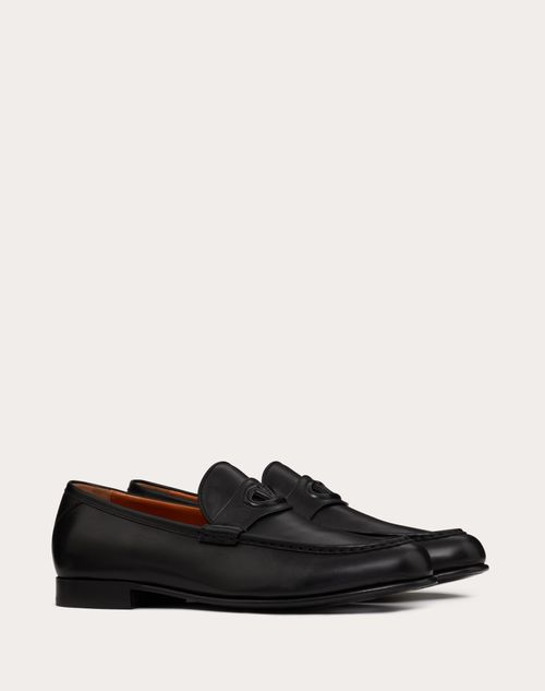 Valentino Garavani - Vlogo The Bold Edition Calfskin Leather Loafer - Black - Man - Loafers & Oxford