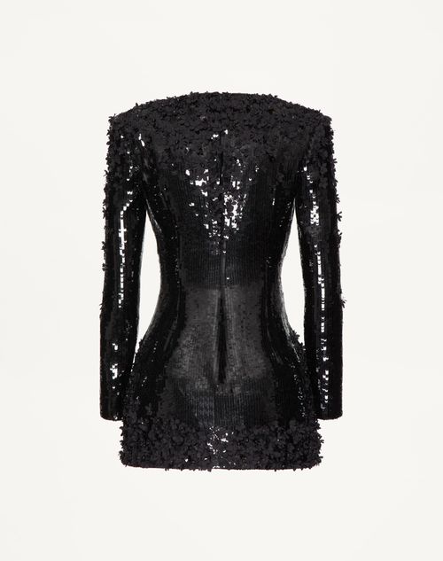Valentino - Embroidered Crepe Couture Short Dress - Black - Woman - Woman Ready To Wear Sale