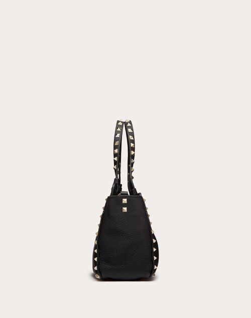 Mini Rockstud Grainy Calfskin Bag for Woman in Black
