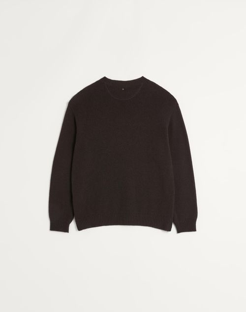 Valentino - Cashmere Crewneck Sweater With Stud - Ebony - Man - Man Ready To Wear Sale