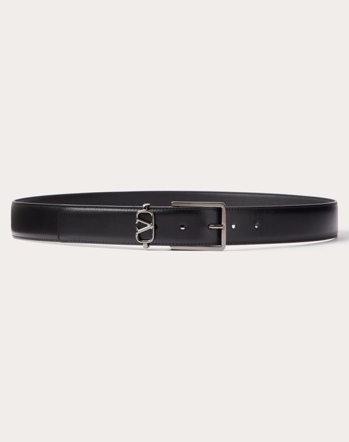 VALENTINO GARAVANI Glossy Calfskin VLogo Reversible 40mm Belt 95 38 Dark  Beige Burgundy 1281865