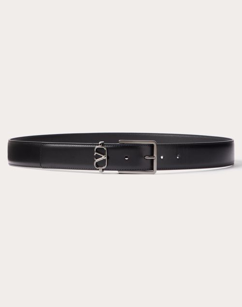 Valentino Garavani - Mini Vlogo Signature Calfskin Belt 35 Mm - Black - Man - Belts - M Accessories