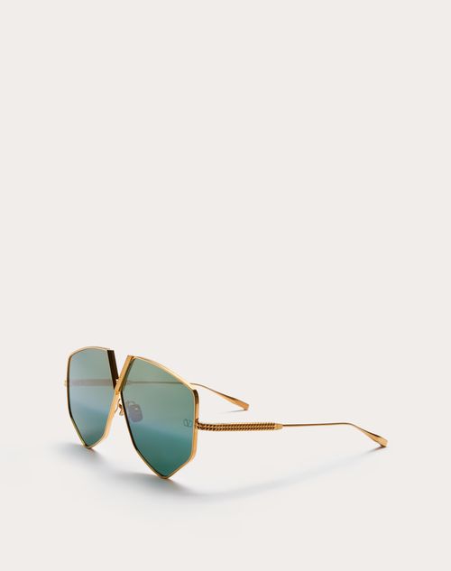 Valentino - V - Hexagon Oversized Titanium Aviator Frame - Gold/gradient Green - Unisex - Small Treats