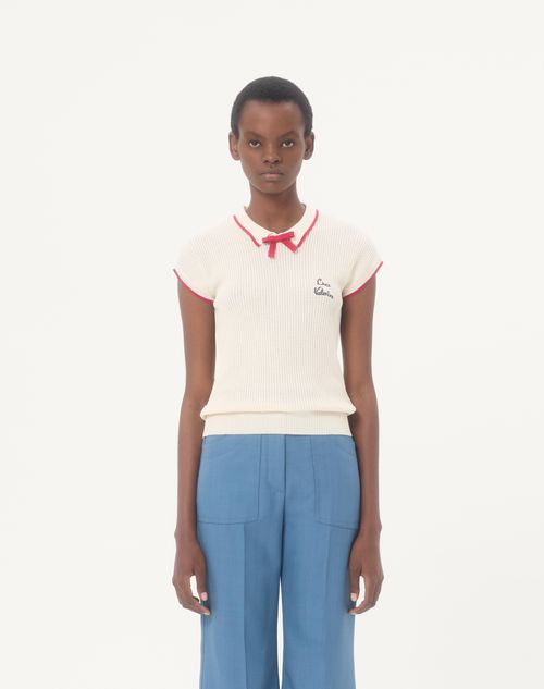 Valentino - Top En Coton - Bouleau/paris - Femme - Maille