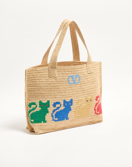 Valentino Garavani - Valentino Garavani Raffiachat Large Raffia Shopping Bag - Natural - Woman - Totes