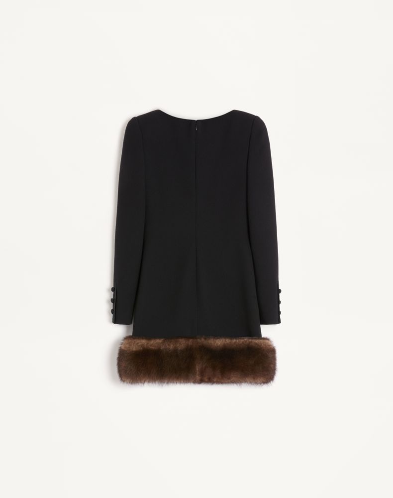 Valentino Wool Crepe Short Dress Woman Black 42