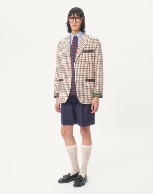 Valentino - Single-breasted Cotton Jacket With Check Pattern And Printed Edges - Yellow/black/red - Man - Shelf - Mrtw - Fancy Daywear W1
