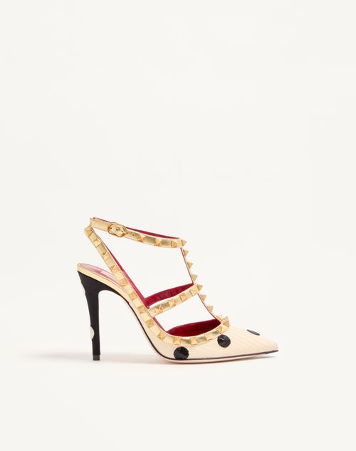 Valentino Garavani - Rockstud Pump With Plus De Pois Embroidery 100mm - Butter/black - Woman - Pumps